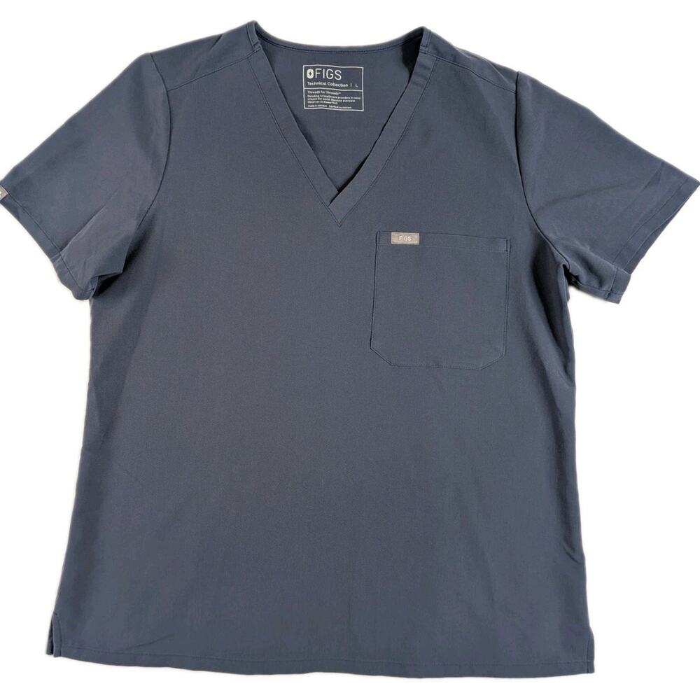 Figs Scrub Catarina Top Women Large One Pocket Medical Dental Blue Gray